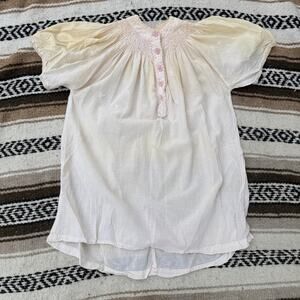 Women's Vintage 1960's Shakti White Puff Sleeve Night Gown Prairie Shirt Medium